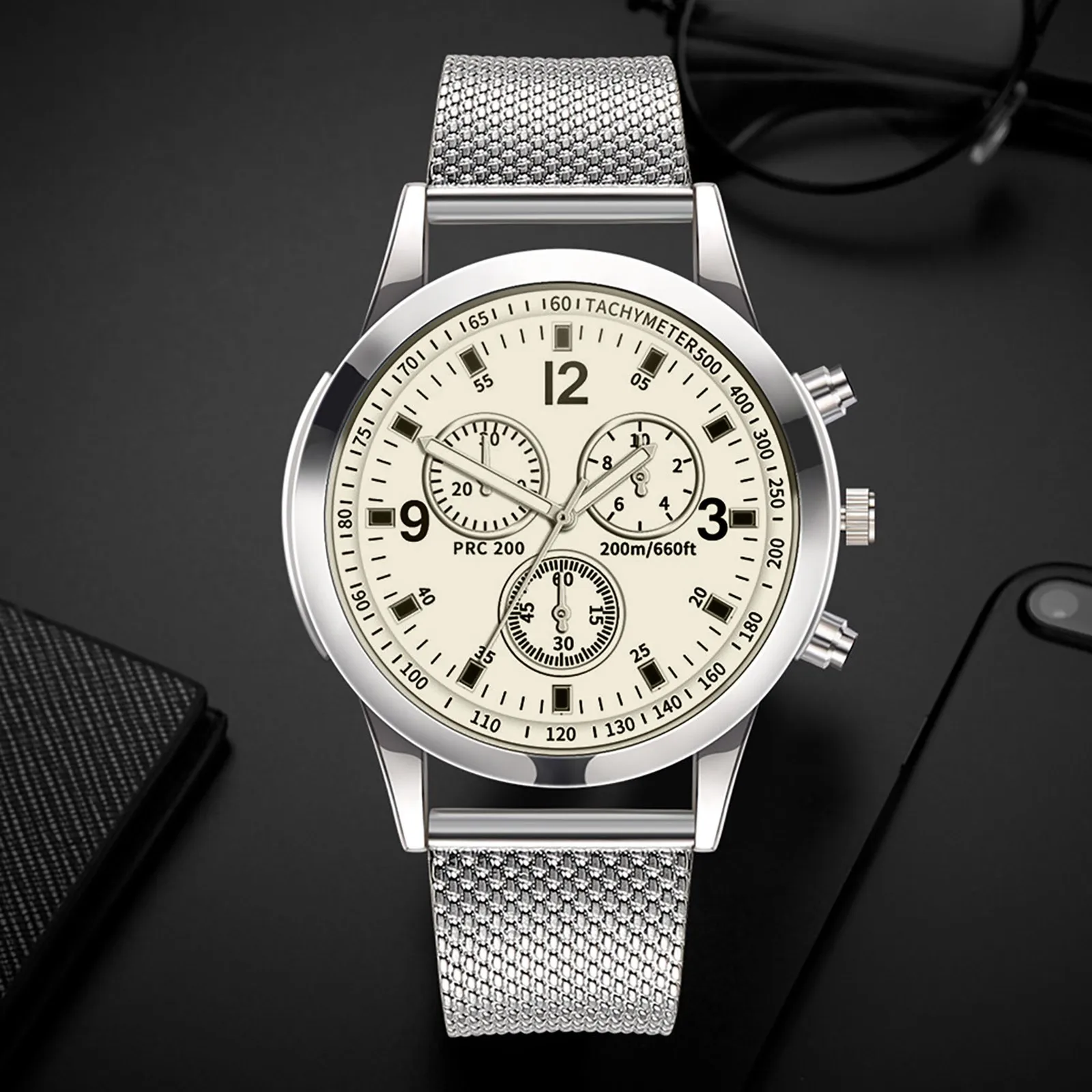 Мужские часы 2022 роскошные деловые с золотым циферблатом и датой браслетом из