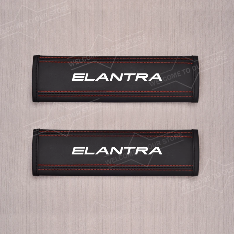 

2 шт. автомобиль для Elantra Santa Fe Logo I30 I20 I10 N Line подушка ремня безопасности кожаный ремень безопасности плечевые защитные накладки