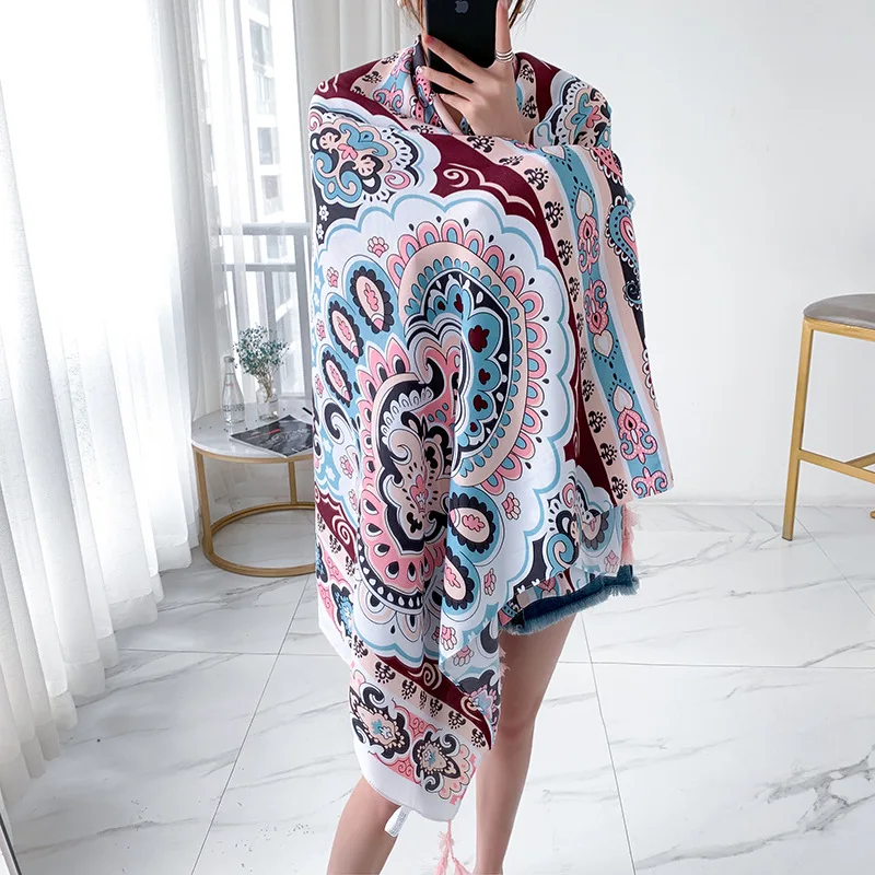Летняя Женская Роскошная брендовая шаль в этническом стиле Женский подходящий