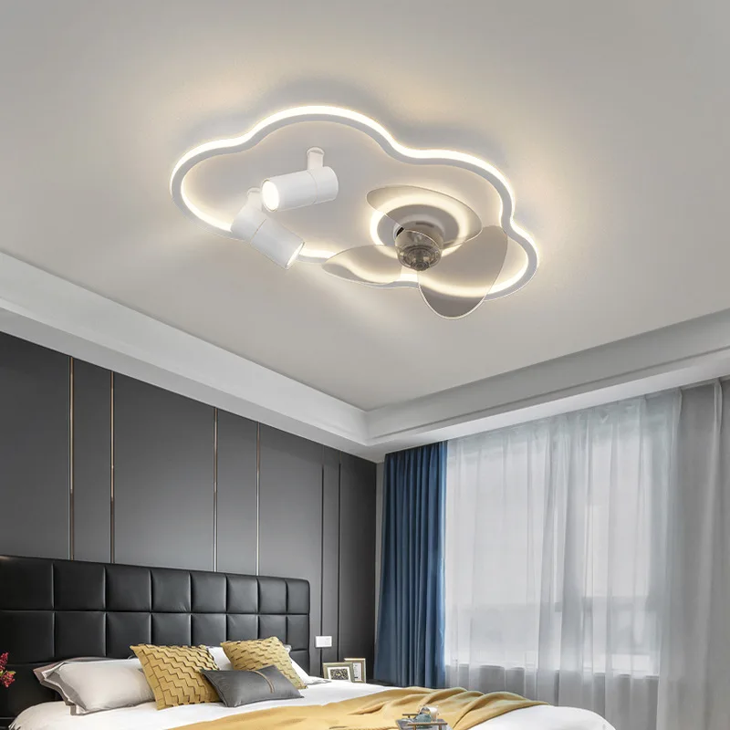 

Minimalist bedroom cloud fan lamp simple modern household dining room with spotlight ceiling fan integrated ceiling lamp