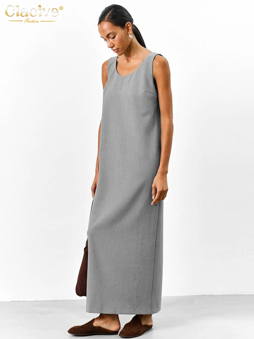 Clacive модный свободный серый офисный женский комплект из двух предметов