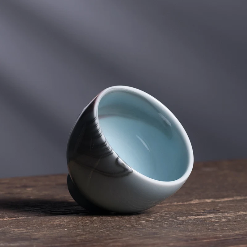 Фото Керамическая креативная чашка Longquan Celadon ручной работы, Женская чашка для дегустации чая, одинарная чашка Ye Zhengmao Yanxia, подарочная коробка №4