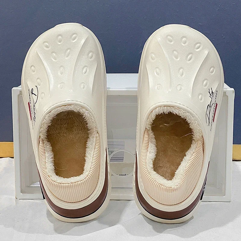 Мужские тапочки зимняя хлопковая обувь теплые плюшевые водонепроницаемые