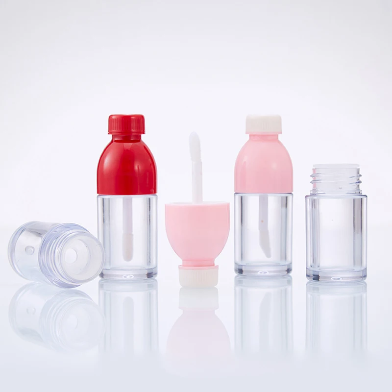 

1PC 8ml Creative Bottle Shaped Empty Lip Gloss Tube Containers Clear Mini Refillable Lip Balm Bottles With Rubber Inserts