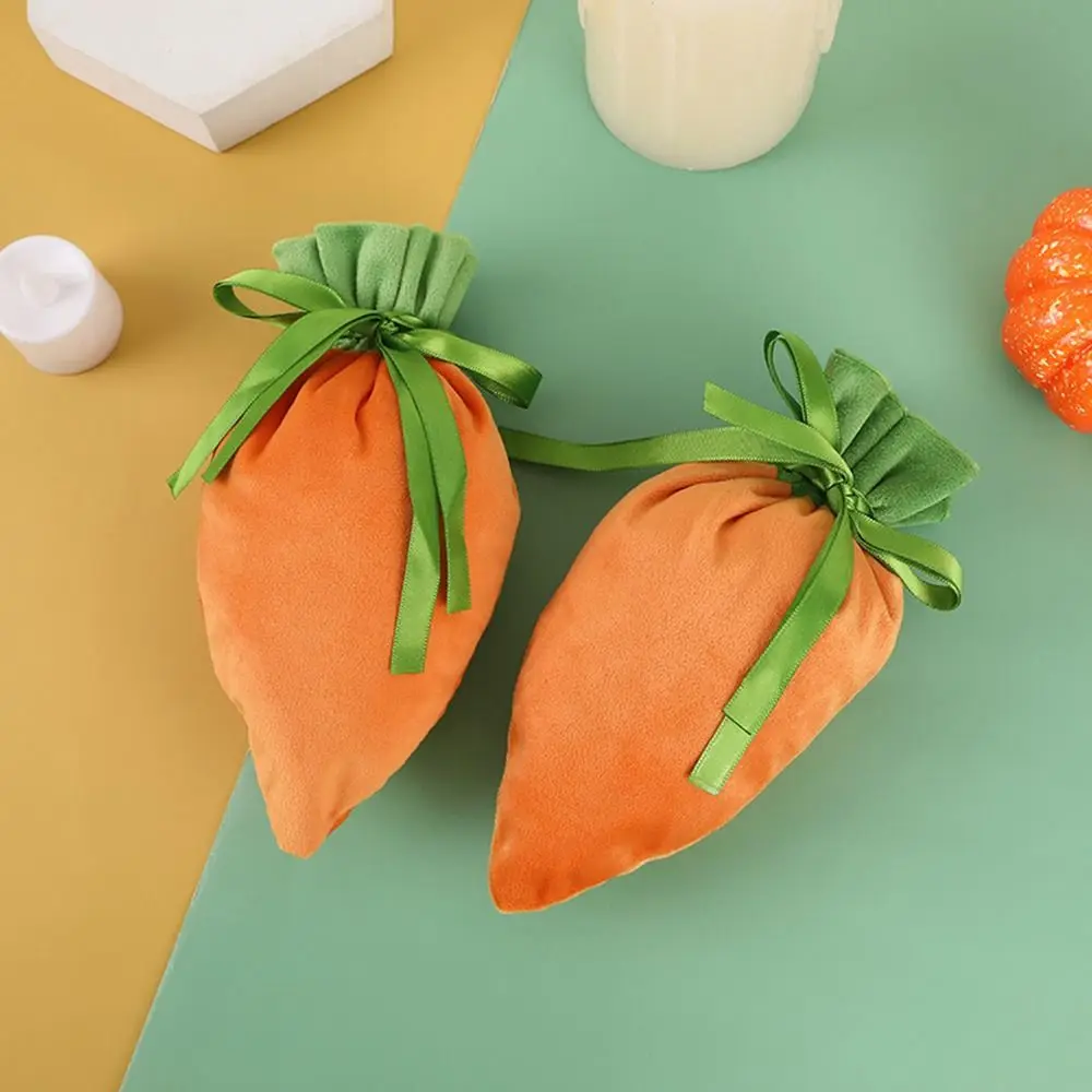 

2/10PCS New With Drawstring Jewelry Basket Easter Carrot Candy Bags Gift Packing Bag Velvet Gift Bag Easter Carrot Bags