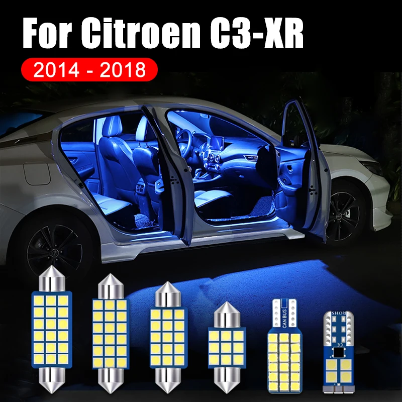

For Citroen C3-XR 2014 2015 2016 2017 2018 7PCS Error Free 12V Car LED Bulbs Interior Dome Reading Lights Trunk Lamp Accessories