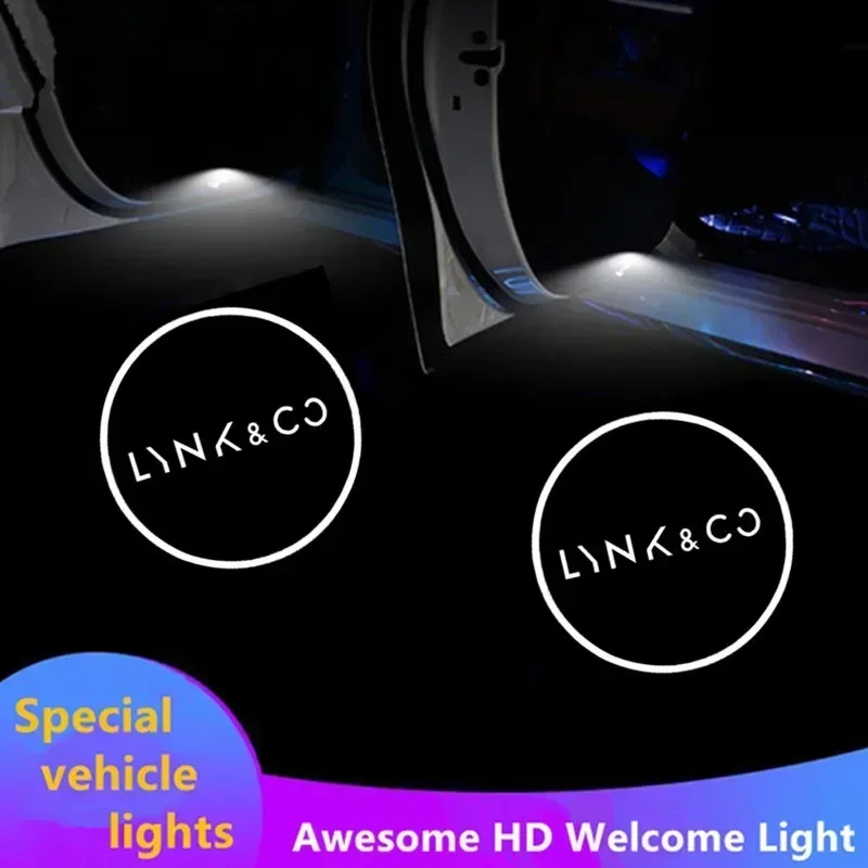 

2 шт. автомобильная лампа, дверной теневой светильник, лазерная лампа приветствия, украшение для Lynk & Co 01 02 03 05 09, ночная сигнальная лампа