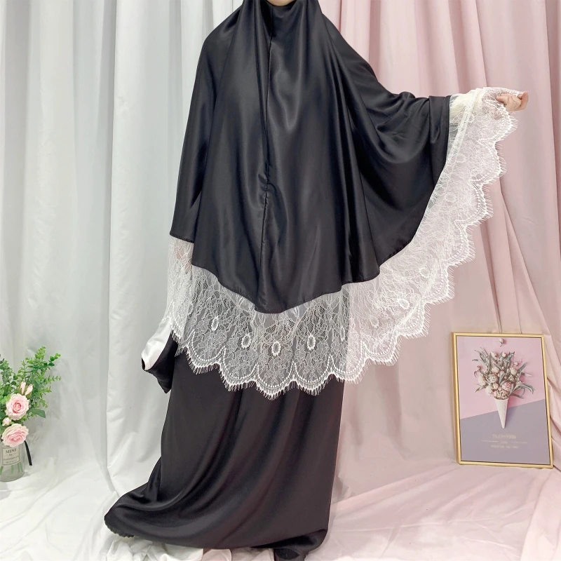 2 шт./комплект, женское длинное кружевное платье с капюшоном
