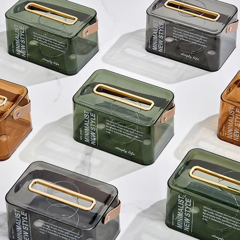 

Tissue Box Home Living Room Creative High-end Light Luxury Multi-function Paper Box Storage Wall-mounted Spring Napkin Box