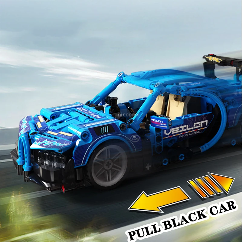 419Pcs Ferrari Enzo Pagani McLaren Bugatti Rambo Model Pull Back Car Creative Compatible MOC Building Blocks Bricks Toys Gifts | Игрушки и