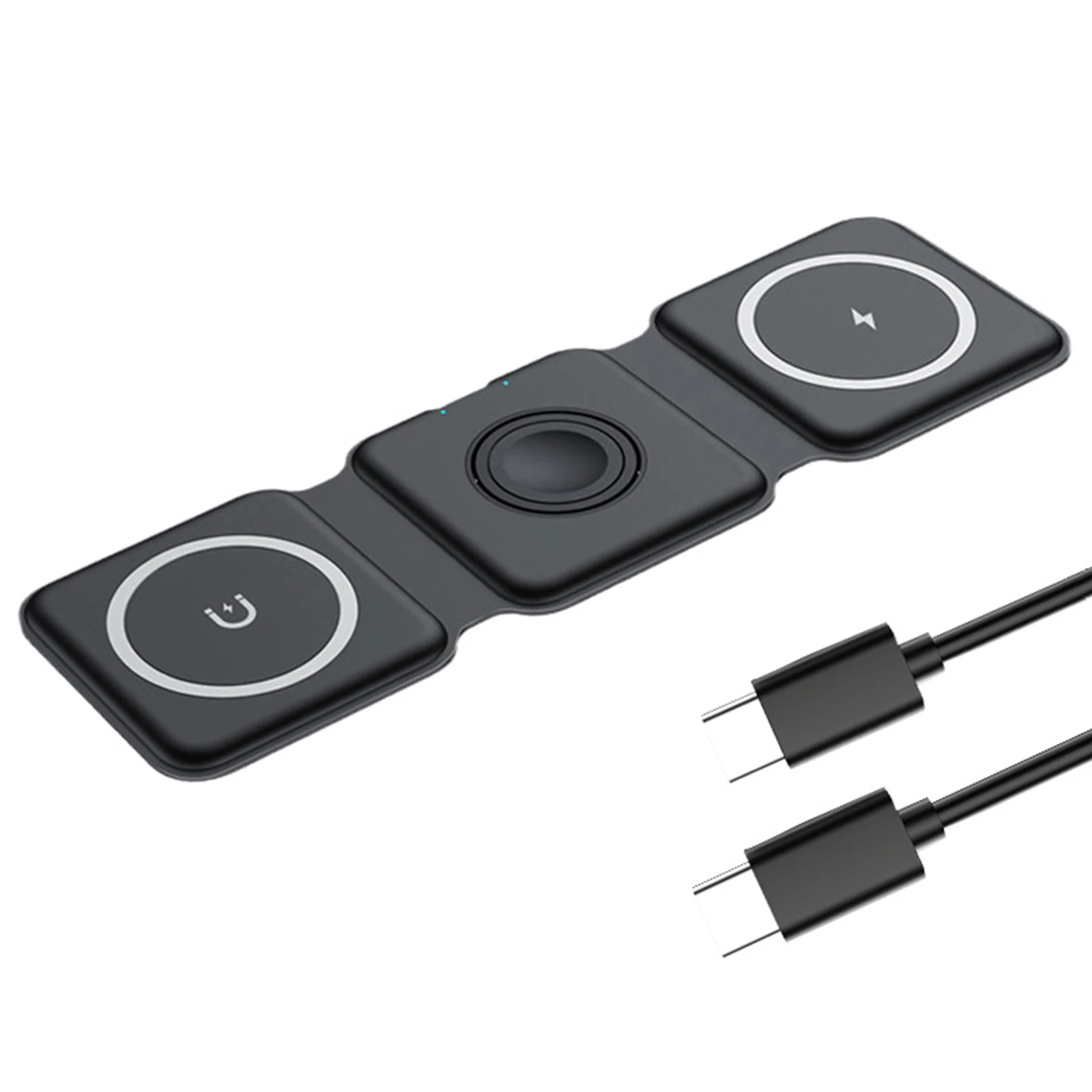 

Беспроводное зарядное устройство 3 в 1, Портативное Многофункциональное складное магнитное зарядное устройство для наушников Apple Watch, адапт...