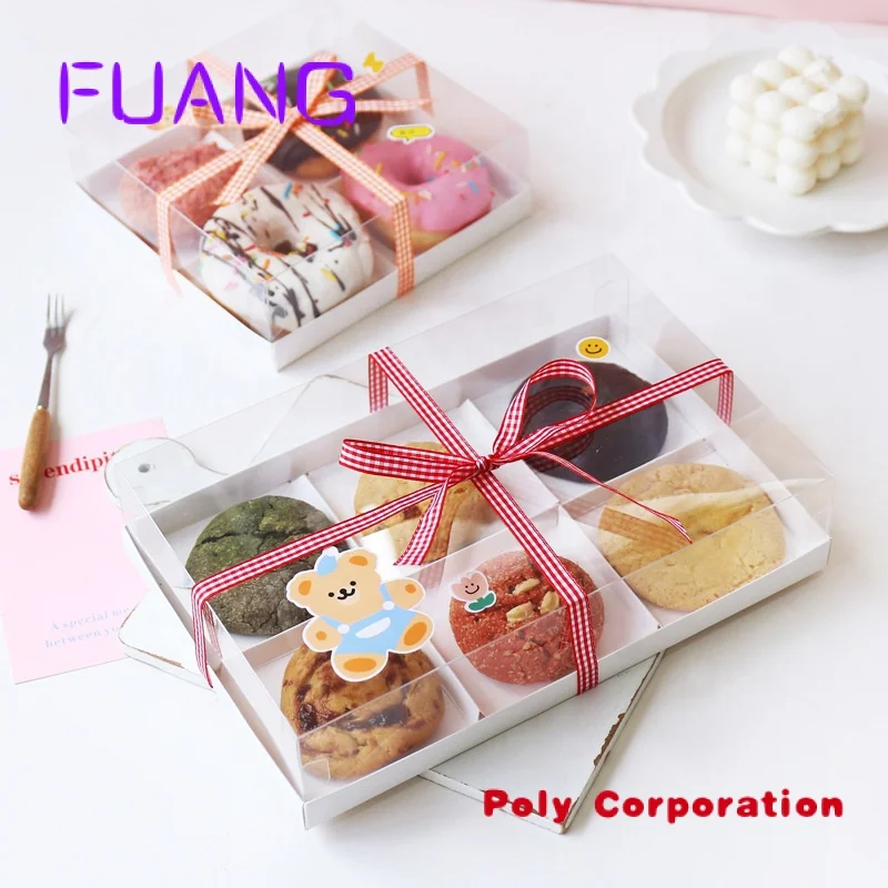 XJH Rectangular Pastry Clear Acetate Transparent Donuts Pastry Baking Packaging Box Food Packaging Cake Dessert Box