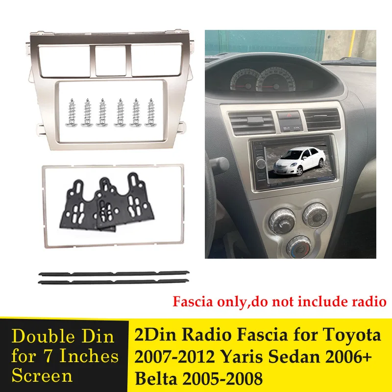 

Car DVD CD Radio Stereo Fascia Panel Frame 2 DIN Adaptor Fitting Kit for TOYOTA Vios 2007-2012 Yaris Sedan 2006+ Belta 2005-2008