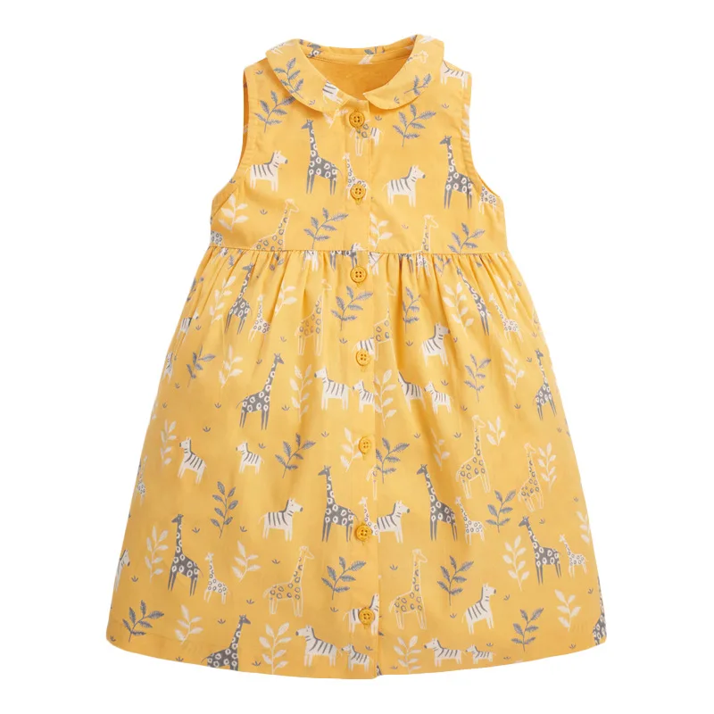 

Frocks for Girls 2022 Summer Baby Girl Children Clothes Toddler Cotton Animal Print Vestido sleeveless Dress for Kids 2-7 Years