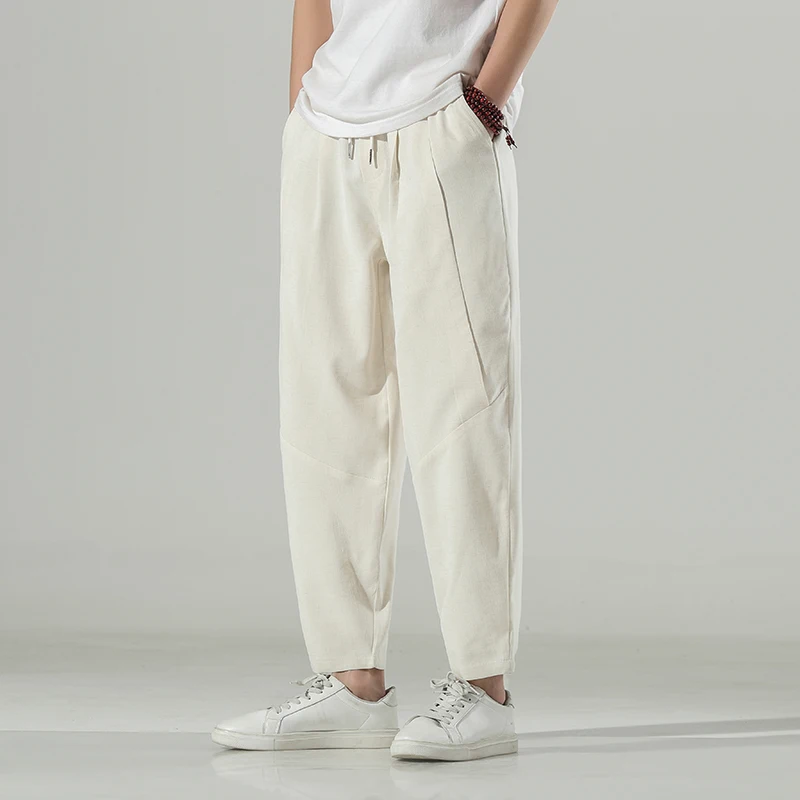 

Spring Summer Cotton Linen Pants Traditional Casual Trousers Men Harem Pant Loose Sweatpants Pantalons Homme Plus Size 5XL-M