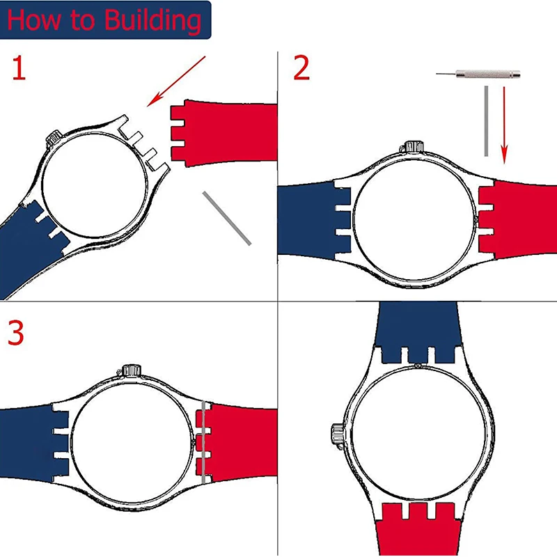 Silicone Watch band For Swatch 17mm19mm GW164 GB274 SUOB704 SUOW701 Sports waterproof watch strap buckle Watch accessories