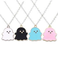 black white ghost necklaces women men creative personality pendant couple cute ghost necklace hiphop jewelry best friend gift