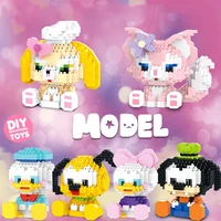 disney small particle building blocks cartoon doll diy assembly toy mickey mouse star delulina belle childrens toy girl gift