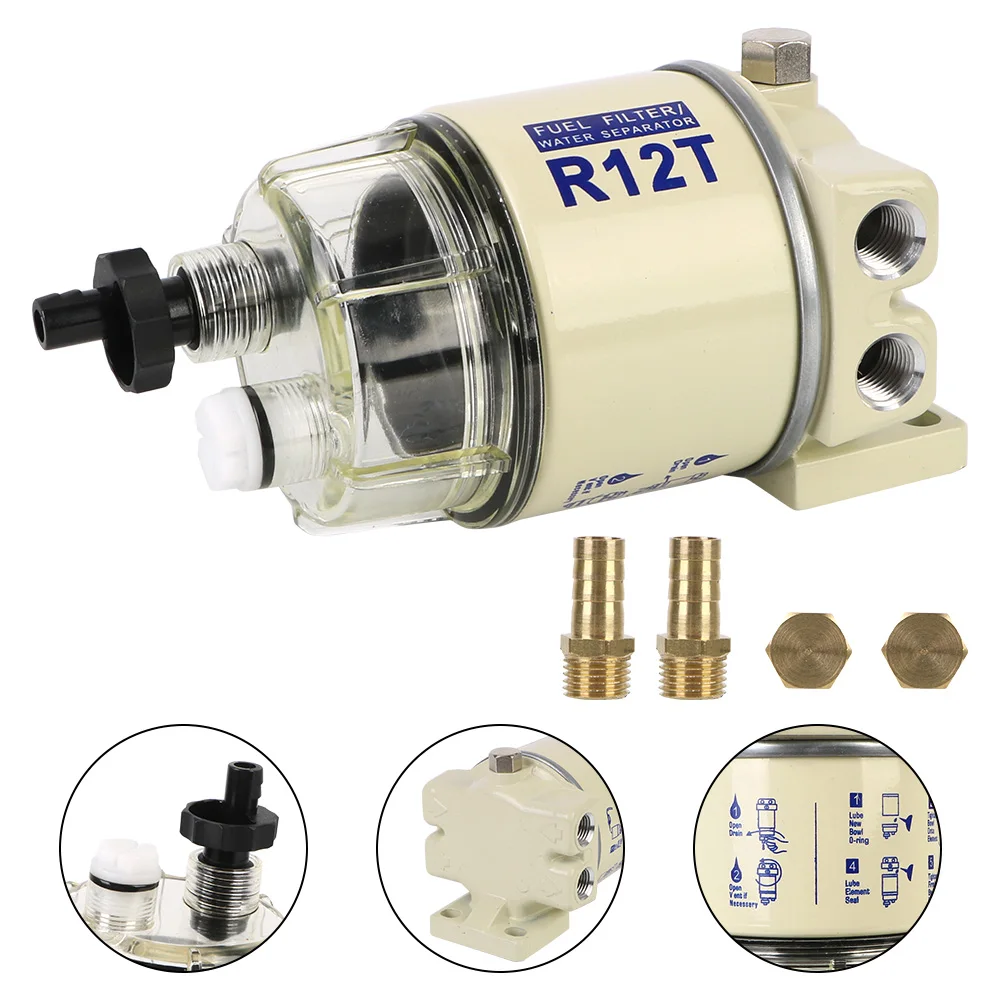 

Oil Water Separator Pump Fit For Lawn Mower Diesel Engine Boat Fuel Filter SPIN-ON Replacement 120AT 3/8 Inch NPT ZG1/4-19 R12T