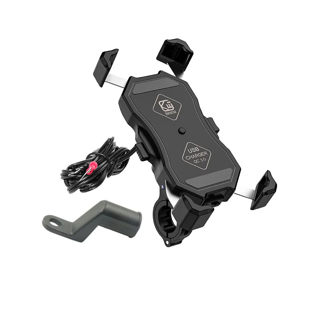

Waterproof Motorcycle Cell Phone Holder 360° Motorbike Handlebar Mirror Phone Stand with QC 3.0 USB Charger Socket Mount