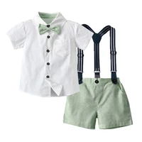 baby boy clothes set 2022 childrens short sleeved shirt bow overalls short two piece suit fashion clothes