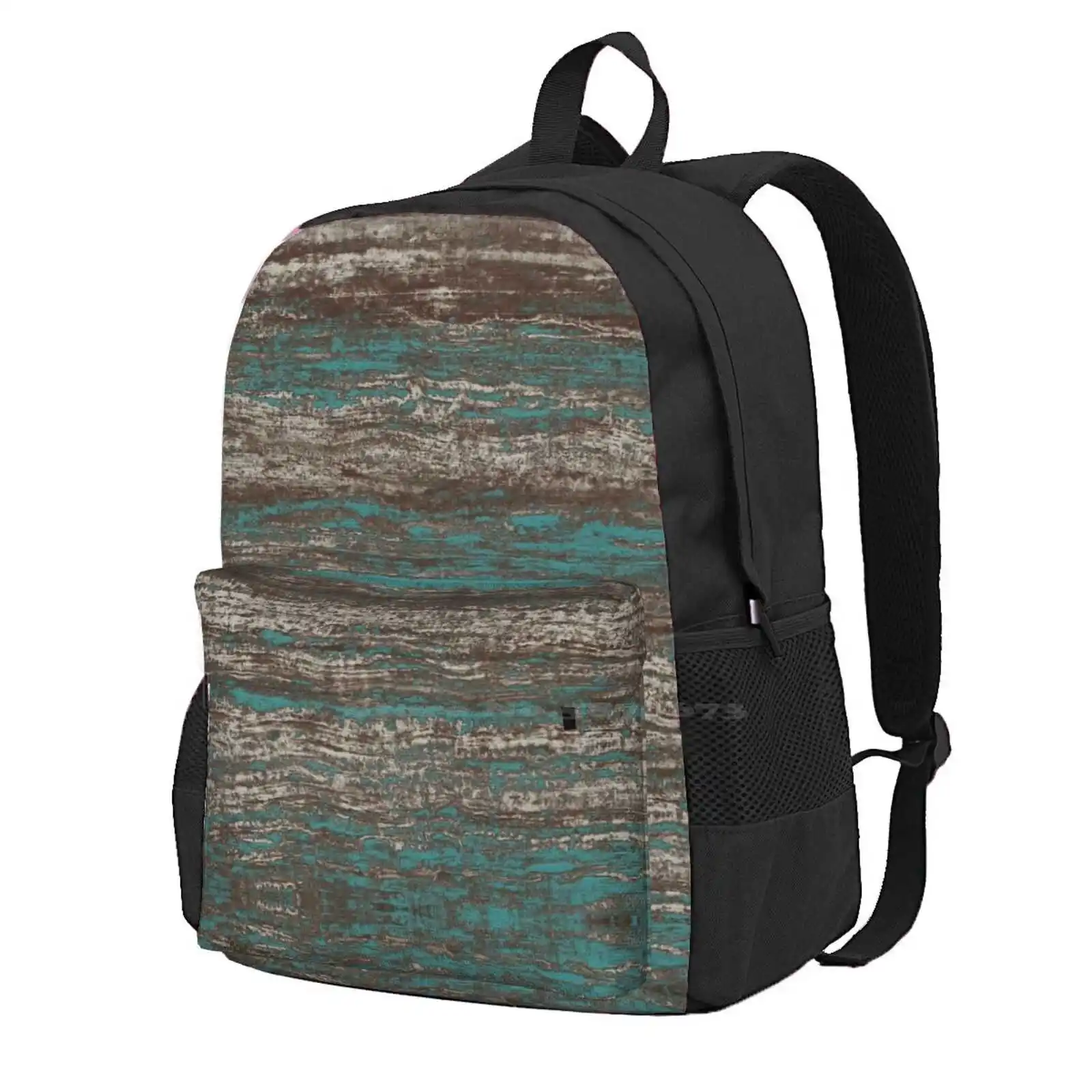 

Teal Blue Dark Chocolate Grey Brown Melange Hot Sale Backpack Fashion Bags Wavy Stripes Wavy Texture Grunge Wave Modern