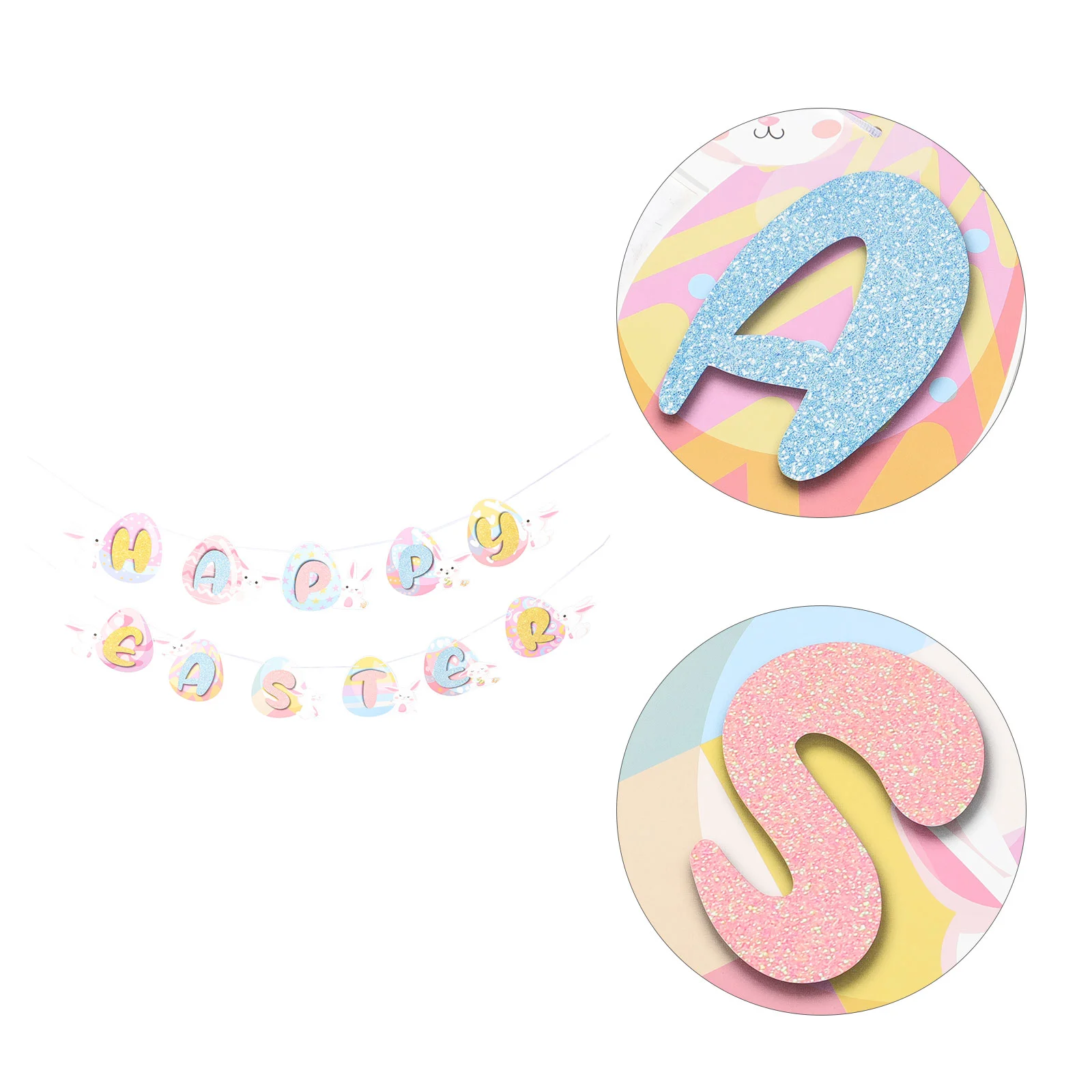 

Easter Decor Hanging Party Bunting Banner Flag Decorative Prop Festive Happy Ornament