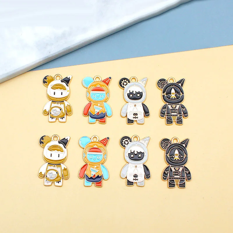 

Cute 10pcs/lot Mechanical Color Bear Toys Charms Pendant DIY Handmade Necklace Earrings Keychain Making Jewelry Accessories
