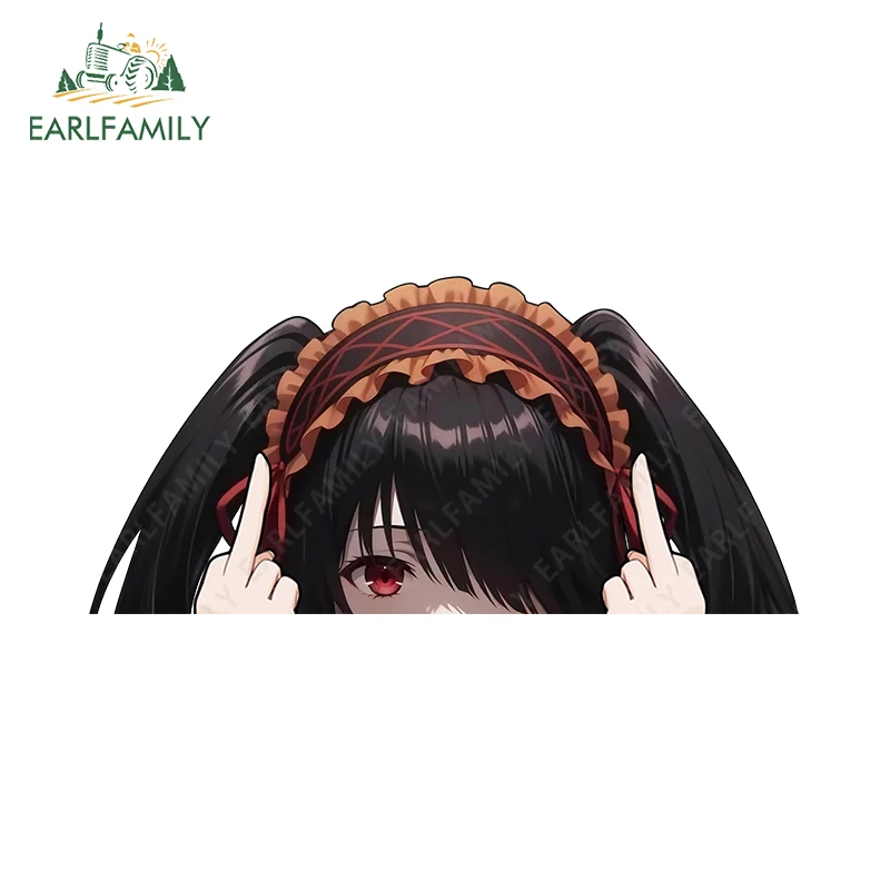 Фото Наклейки на автомобиль EARLFAMILY Tokisaki Kurumi Peeker, художественные наклейки на багажник мотоцикла, водонепроницаемые аксессуары для украшения автомобиля своими руками №4