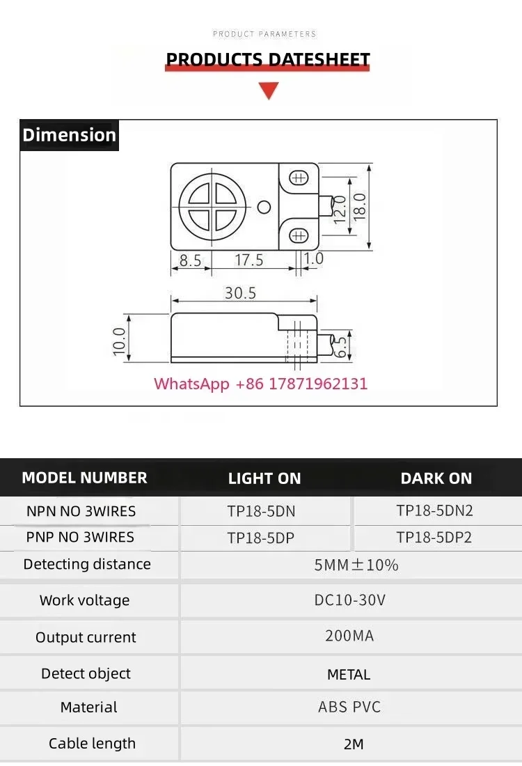Переключатель металлоискателя TP18-5DN2 NPN NC Детали датчика приближения более