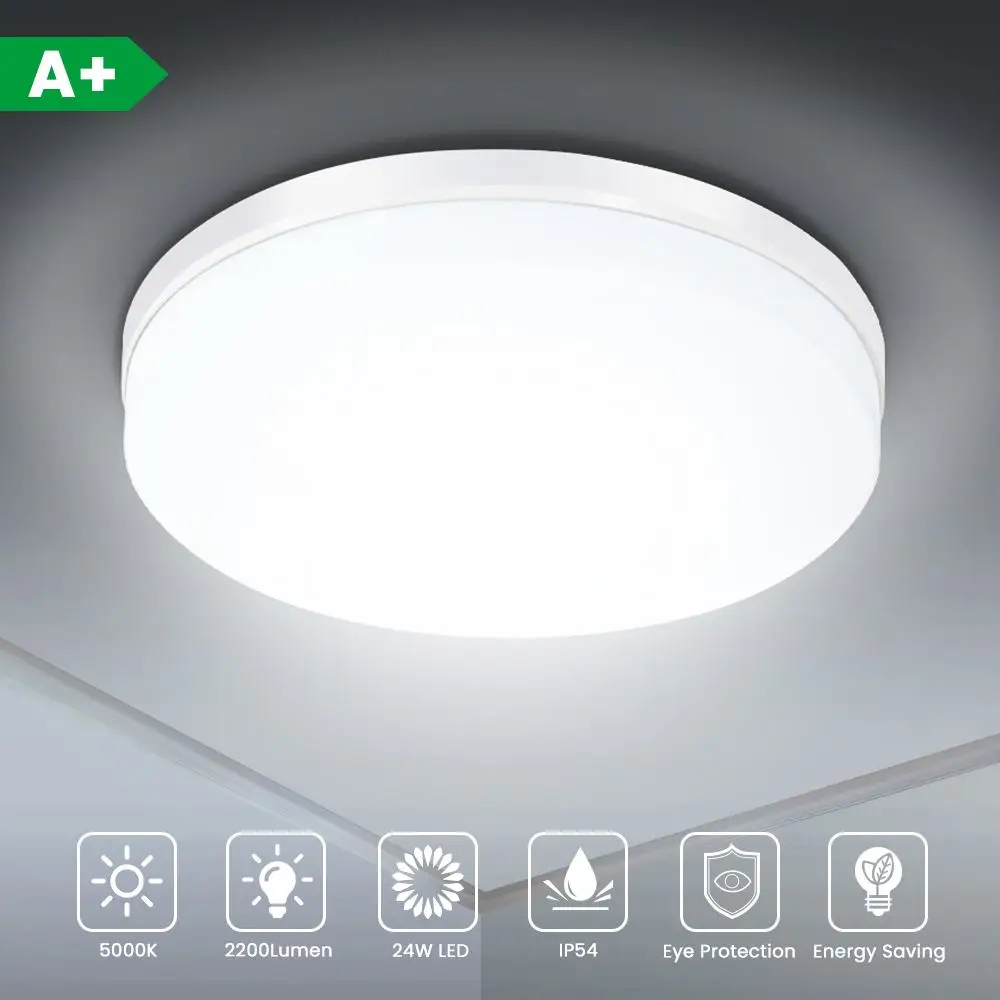 

23.5CM Modern LED Ceiling Lights Flat Round IP54 Modern Pendant Lamp for Home Kitchen Bedroom Bathroom Lamps AC85-265V 24W IP54