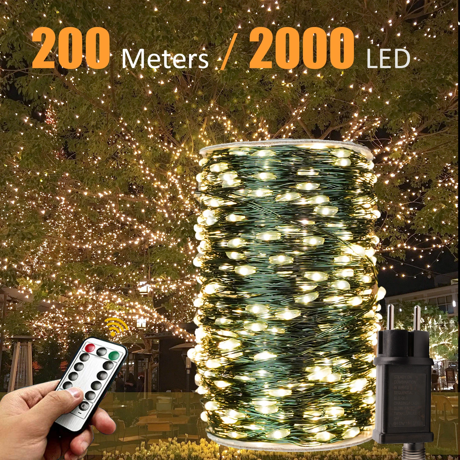 Зеленый Провод Светодиодные Сказочные Гирлянды 10-200 М Водонепроницаемые Уличные