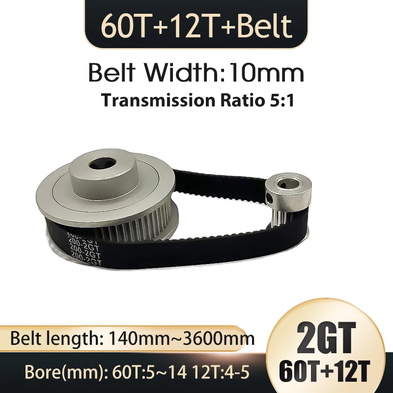 

2gt Timing Belt Pulley Set GT2 2M Voron 12T 60Teeth Reduction 3D Printer Accessories Belt Width 10mm Bore4-14mm Synchronous Gear