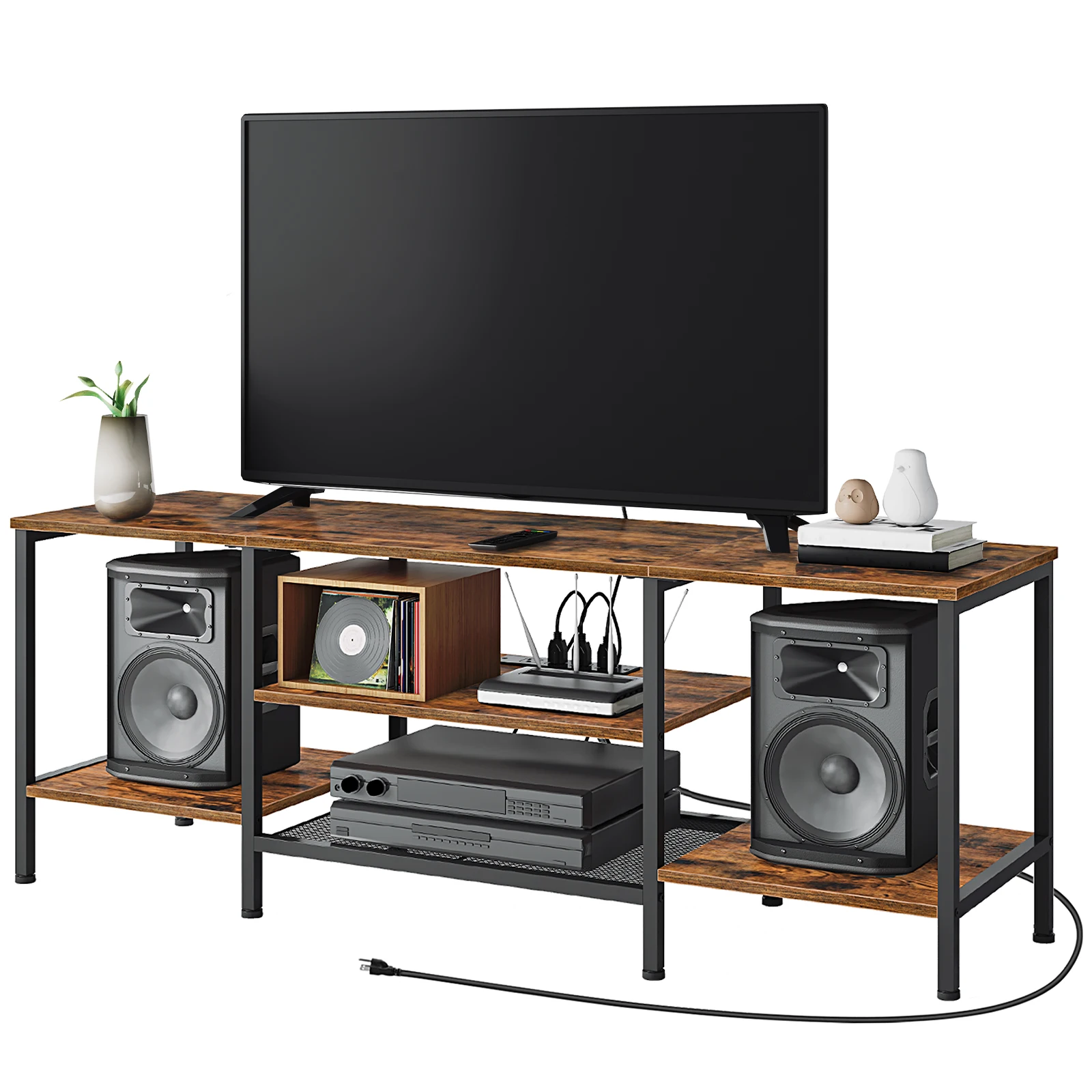 With Power Outlets To 65 Inches Tv Console Table With Open S