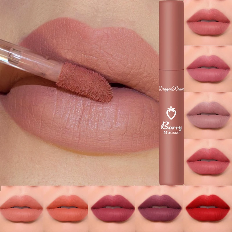 1PC Makeup Matte Nude Liquid Lipstick 12 Colors Waterproof Long Lasting Lip Gloss Sexy Red Pink Velvet Lipsticks Women Cosmetic - купить по