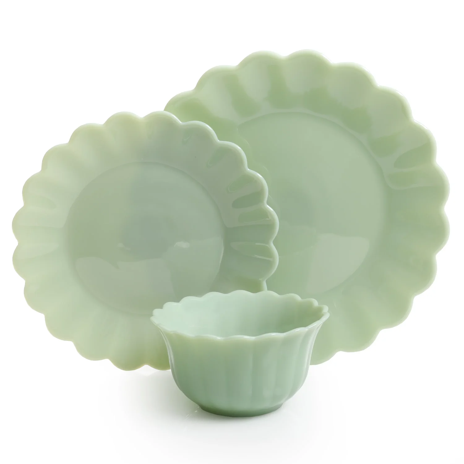 (2 pack) Timeless Beauty 3-Piece Dinnerware Set, Jade