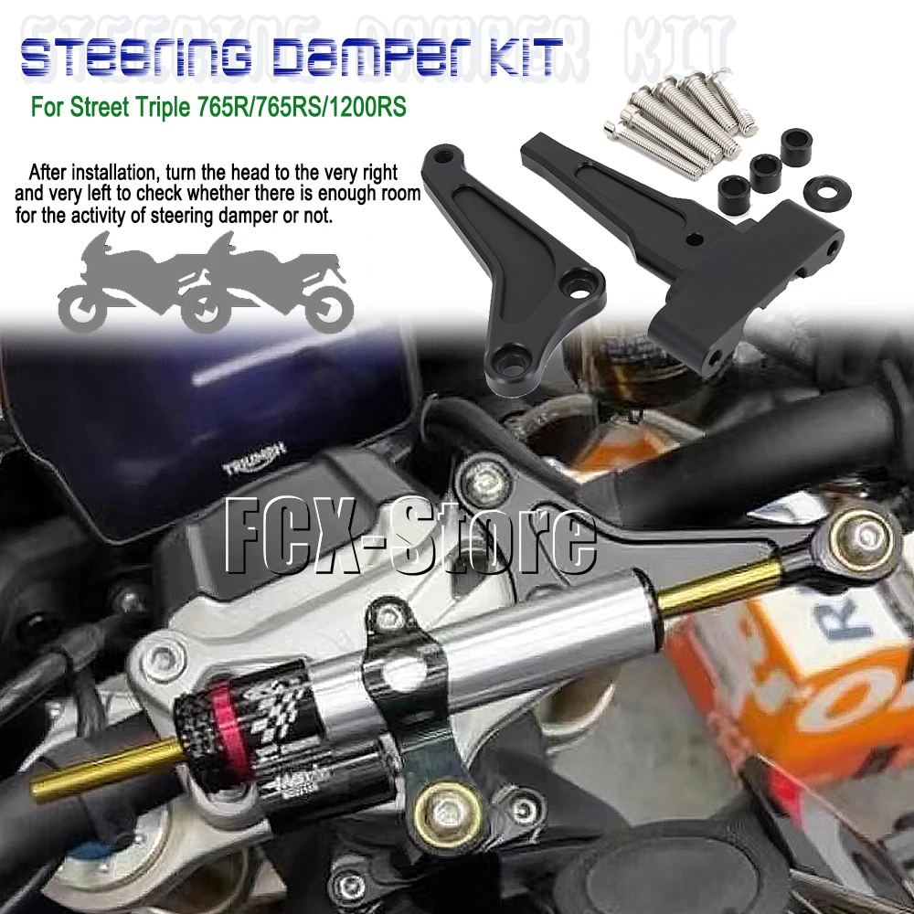 

Motorcycle Accessories Aluminum Accessories Steering Stabilize Damper kit For Street Triple 765RS 765R 765 R RS 1200RS 1200 RS