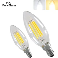led e27 filament bulb 2w4w6ww ac220v e14 glass shell 360 degree c35 edison retro candle light warmcold white saving bulb
