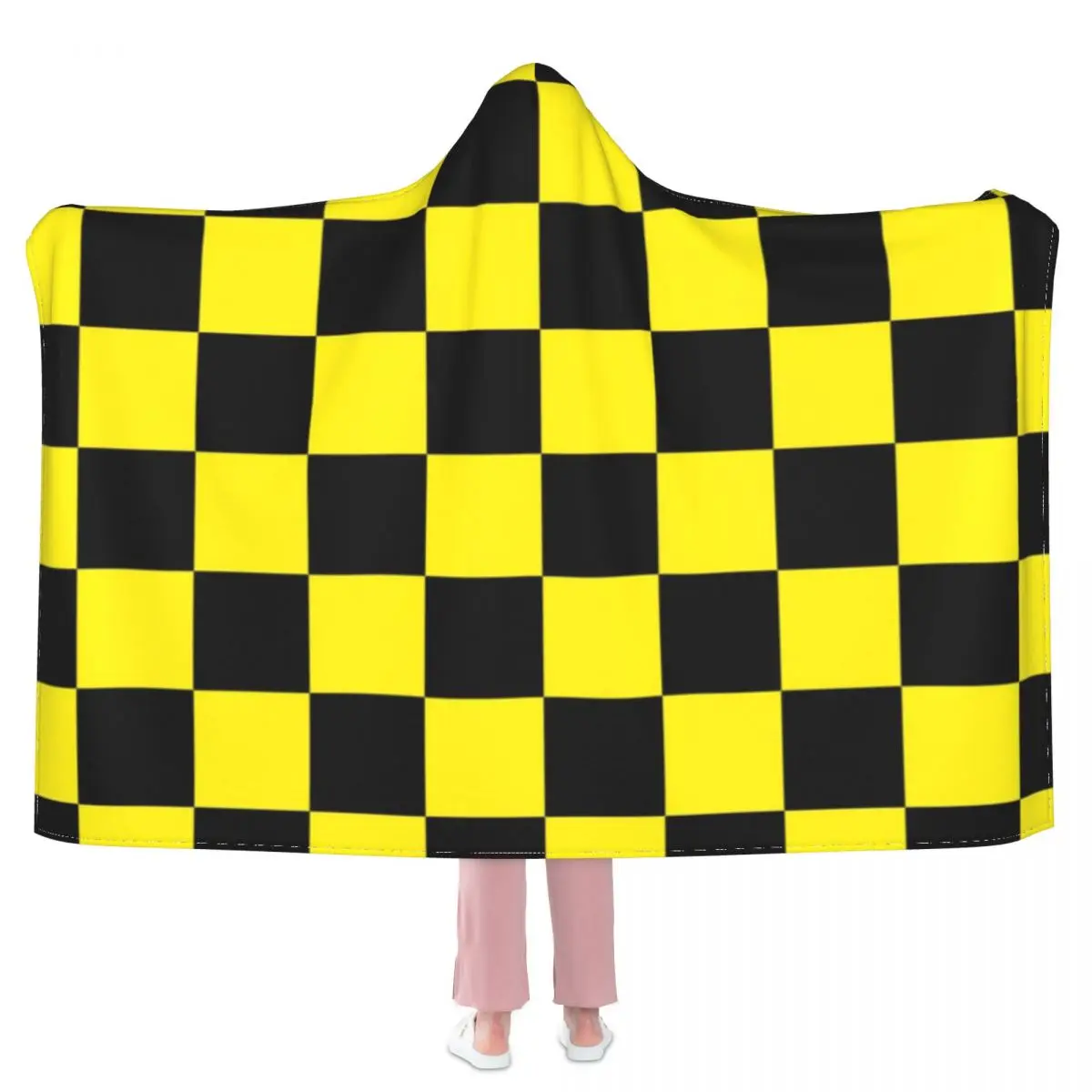 

Двухцветное черно-желтое одеяло, модное супермягкое модное покрывало с капюшоном в шашки, магнитное одеяло для медитации