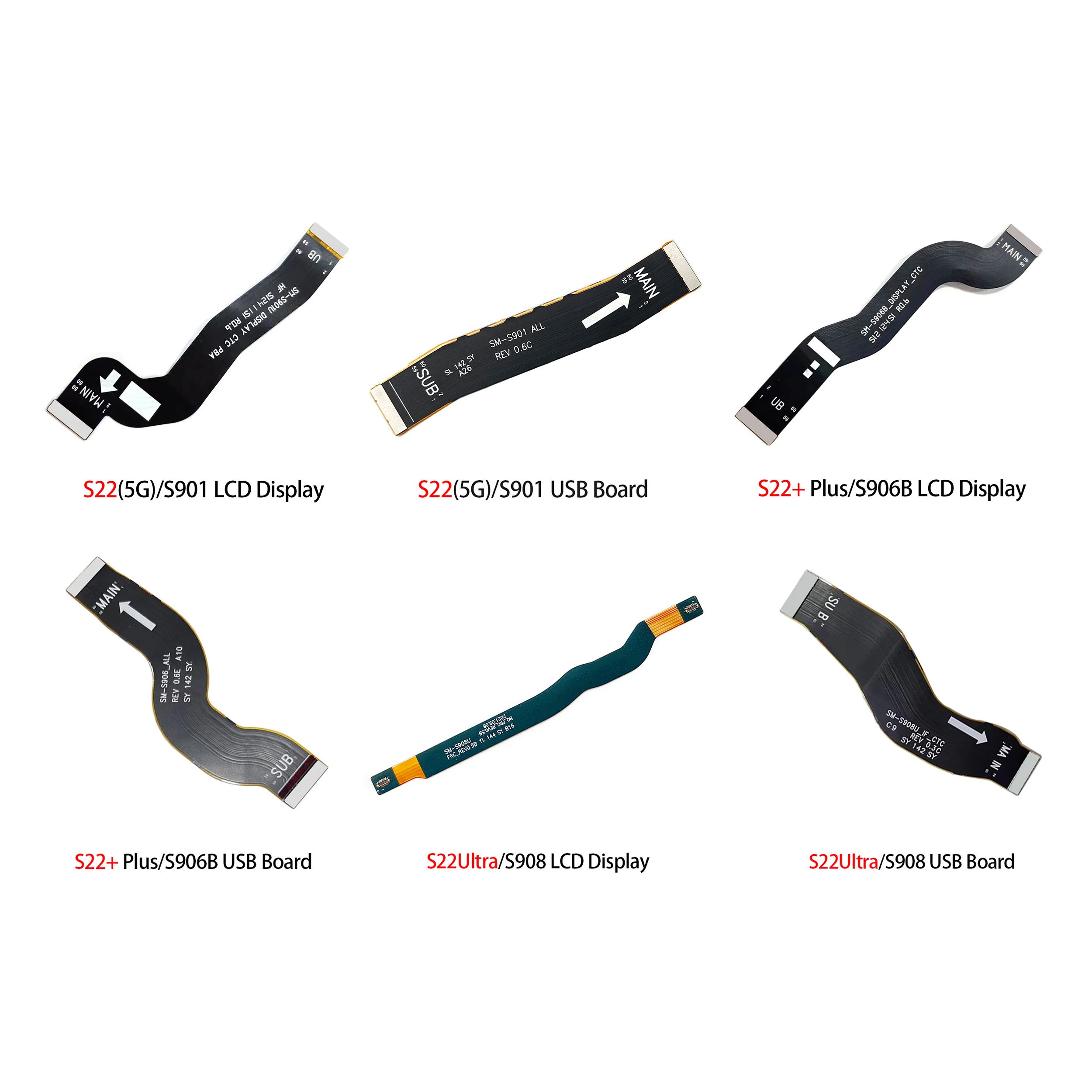 

For Samsung S22 5G S901 S22+ S906B S22Ultra S908 LCD Display USB motherboard charging Flex Cable