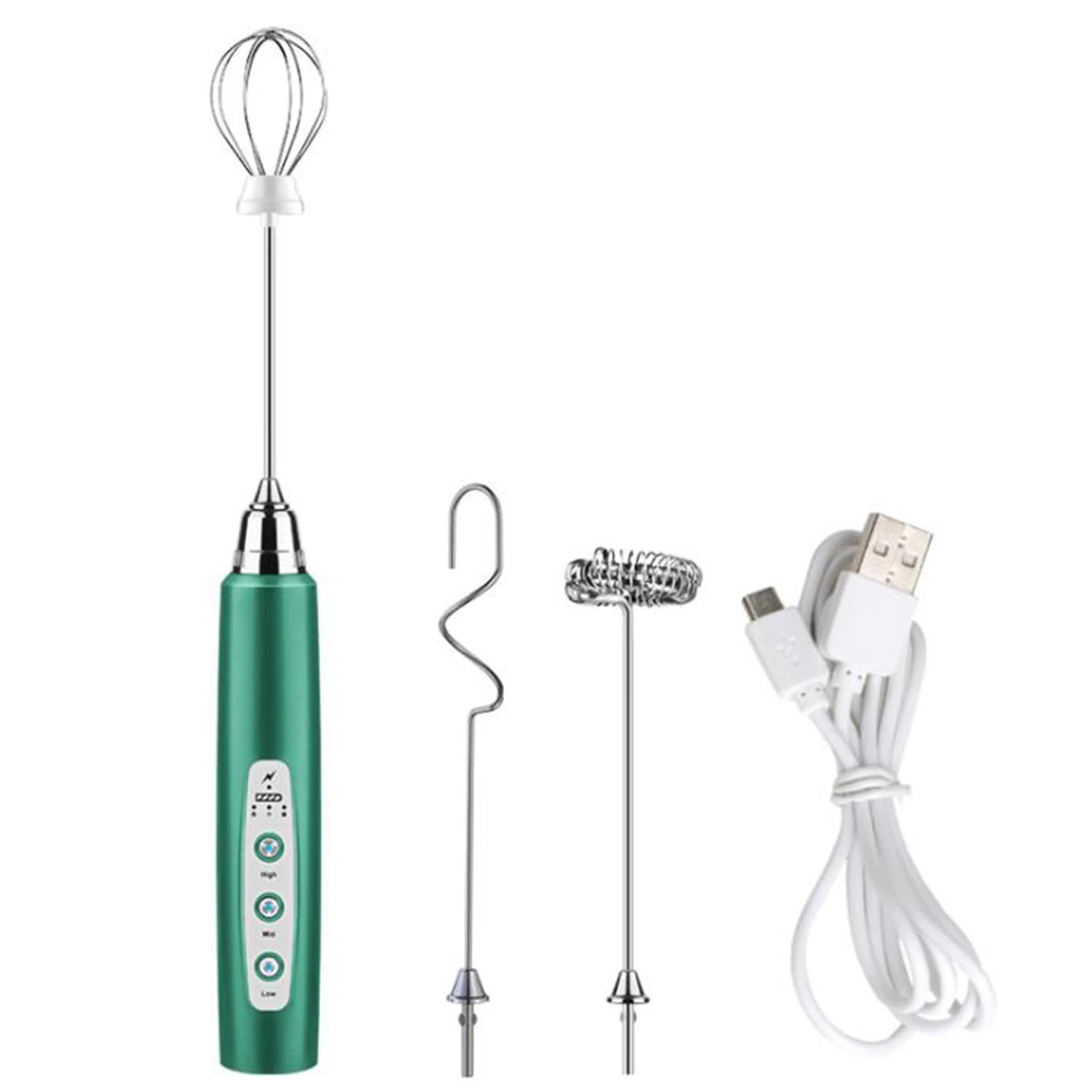 

3 Modes Milk Frother Electric Handheld Whisk Blender Automatic Cream Whisk Stirring Baking Whisk for Household Green