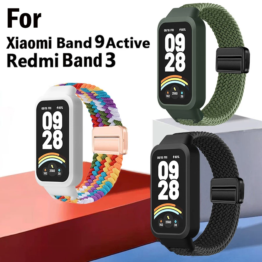 Фото Чехол + нейлоновый плетеный ремешок для Redmi Band 3, для Xiaomi Band 9 Active, с магнитной застежкой, ремешок-браслет для часов №3