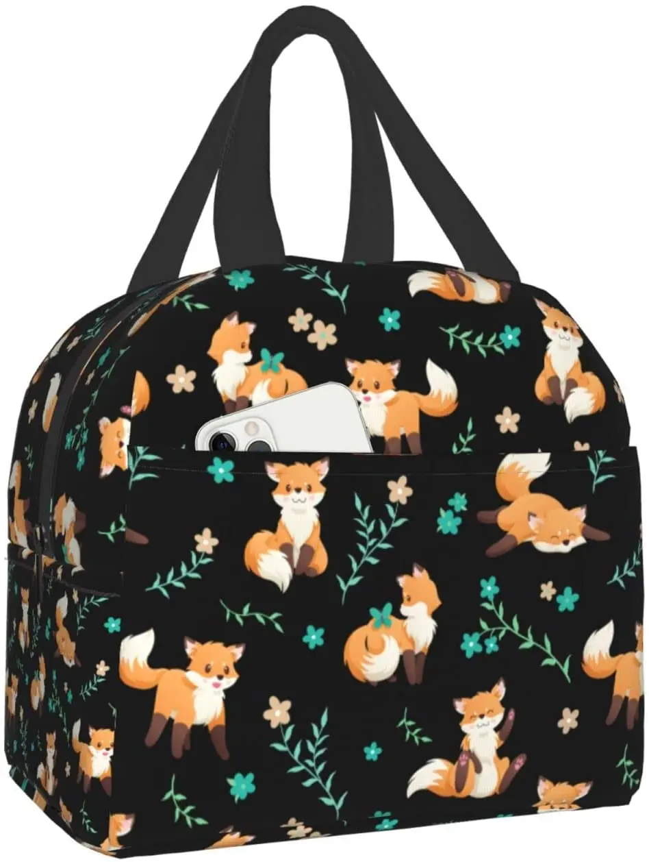 Fox Lunch Bag For Women Men Insulated Lunch Box Washable Lunch Container Cooler Tote Bag Reusable Lunch Box Box For Office Work