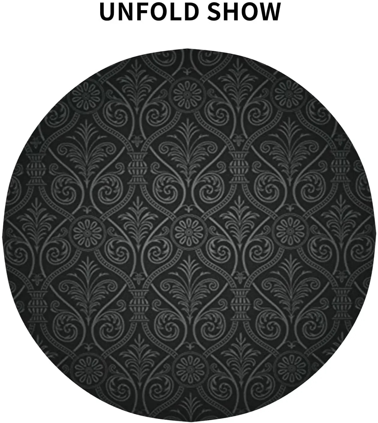 Черная Дамасская круглая скатерть с готическим узором для обеденной вечеринки