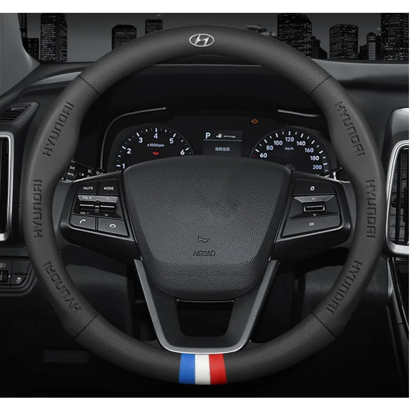 

For Hyundai Solaris Tucson Santa Creta Elantra I10 I20 I30 I40 IX25 IX35 Car PU leather steering wheel Cover Interior Decoration