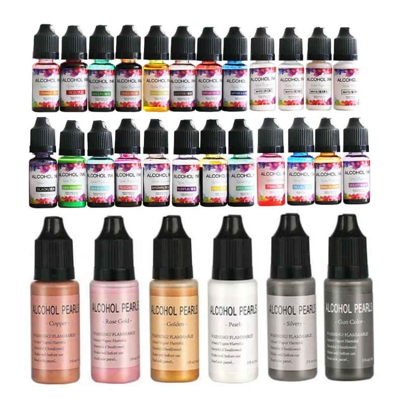 

30 Colors Art Ink Alcohol Resin Pigment Kit Ink Diffusion for UV Resin Coloring Liquid Resin Concentrated Colorant Dye