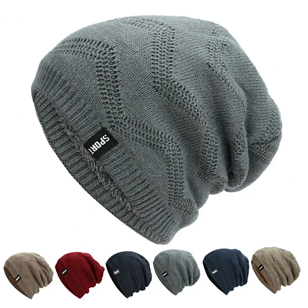 

Thicken Winter Fleece Men Hat Lining Slouchy Good Stretchy Comfortable Touch No Brim Soft Warm Slouch Beanie Cap for Dating