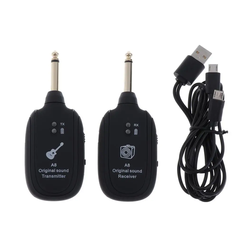 

UHF Guitar Wireless Transmitter Receiver System 50M Range Black