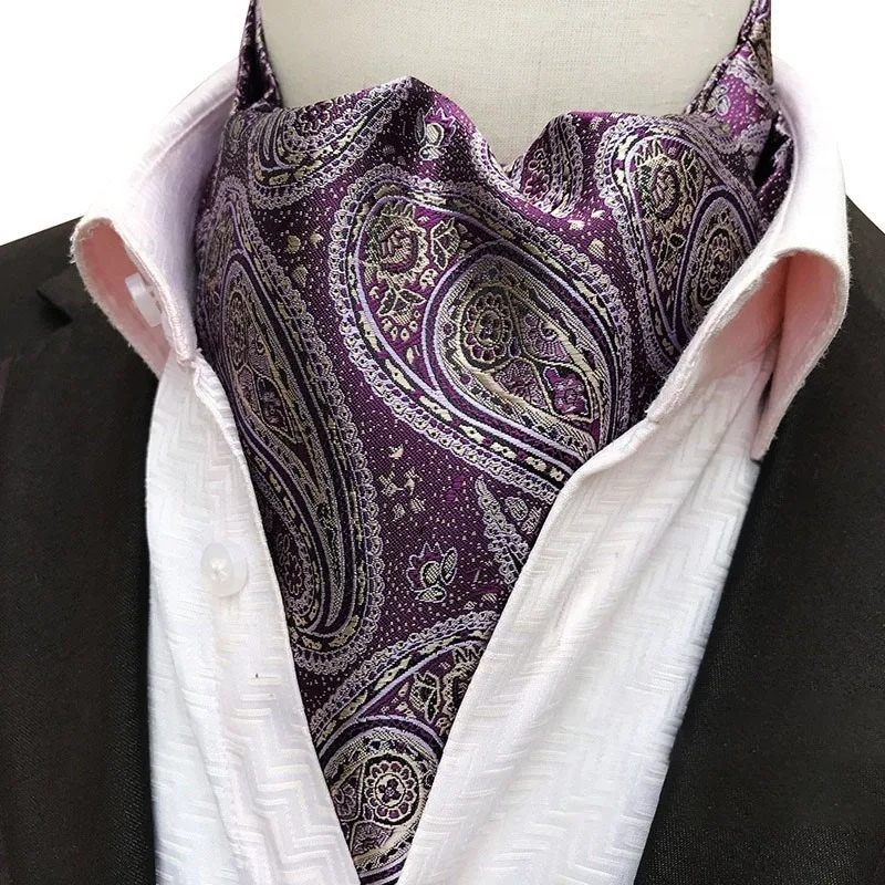 

2/1pcs Purple Red Scarf Tie Suit Men Necktie Jacquard Set Silk Men Cravat Scarf Tie Ascot Tie For Men
