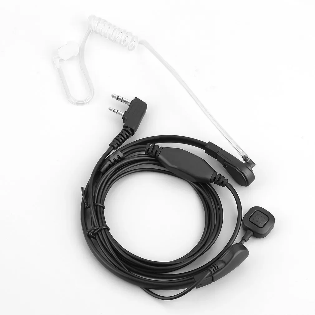 2PIN Security Throat Vibration Mic Headphone Headset Earpiece For Talkie Walkie With Transparent acoustic tube